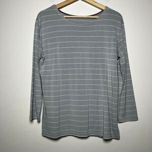 Free Fly Bamboo Shoreline Top 3/4 Sleeves Stripes Sun Protection size medium